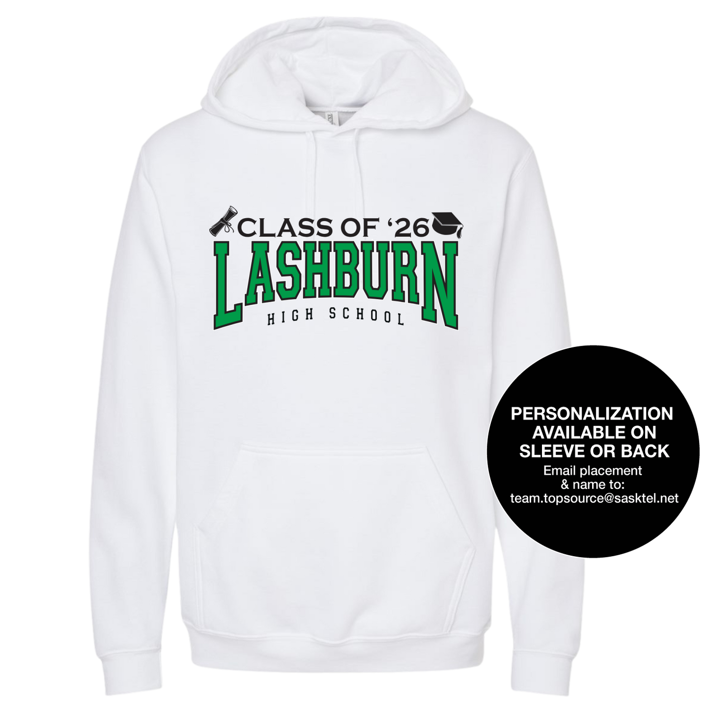 Lashburn High School Grad 2026 White Hoodie