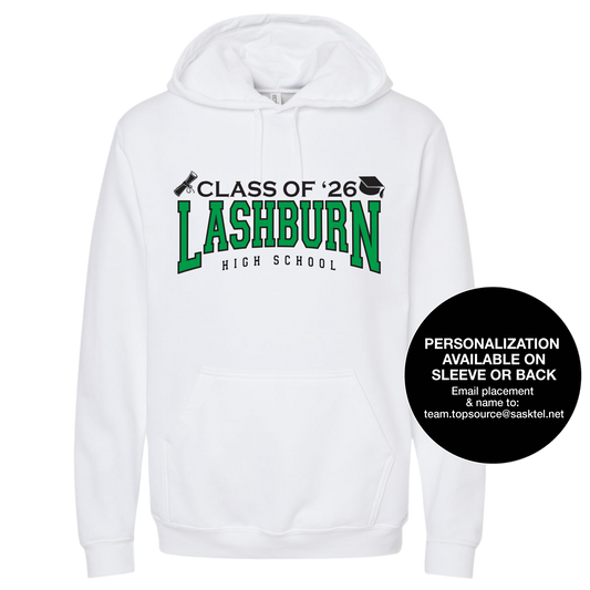 Lashburn High School Grad 2026 White Hoodie